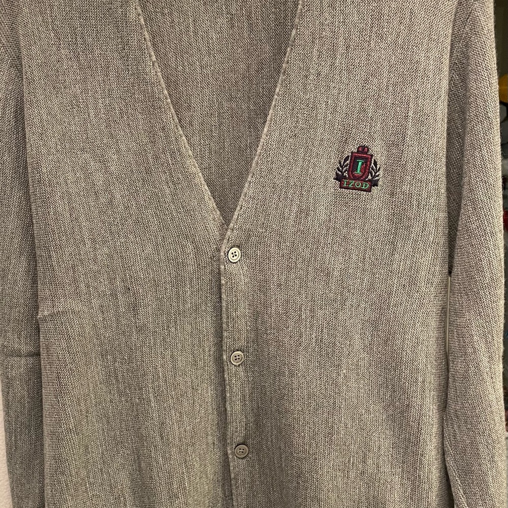IZOD sweater cardigan—heather grey